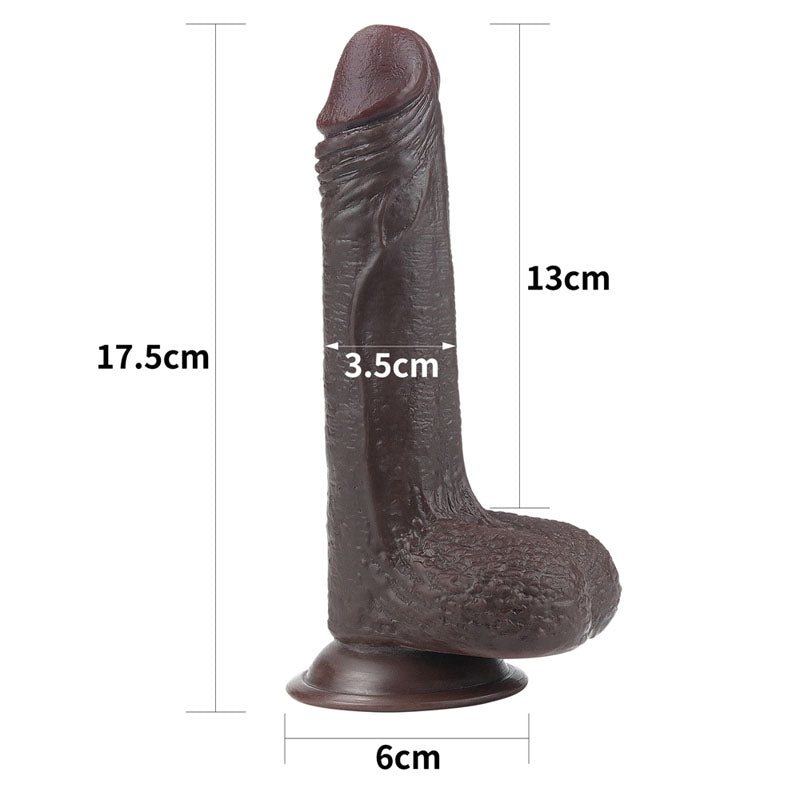 Sliding Skin Dual Layer 7 Inch Brown Dong with Flexible Skin