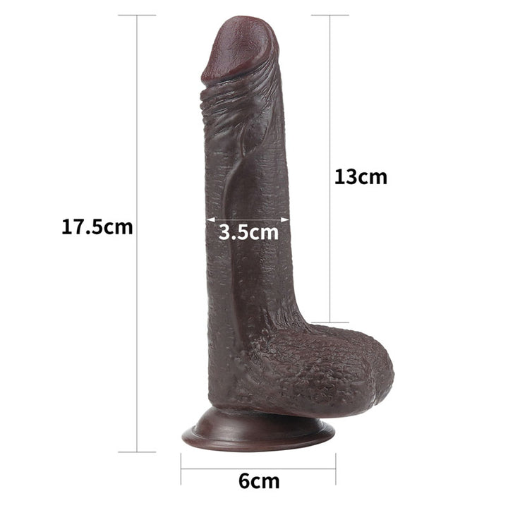 Sliding Skin Dual Layer 7 Inch Brown Dong with Flexible Skin