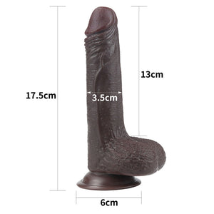 Sliding Skin Dual Layer 7 Inch Brown Dong with Flexible Skin