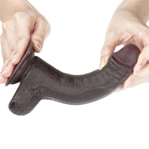 Sliding Skin Dual Layer 7 Inch Brown Dong with Flexible Skin