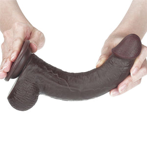 Sliding Skin Dual Layer 9 Inch Brown Dong with Flexible Skin