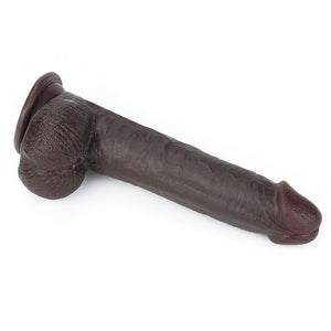 Sliding Skin Dual Layer 9 Inch Brown Dong with Flexible Skin