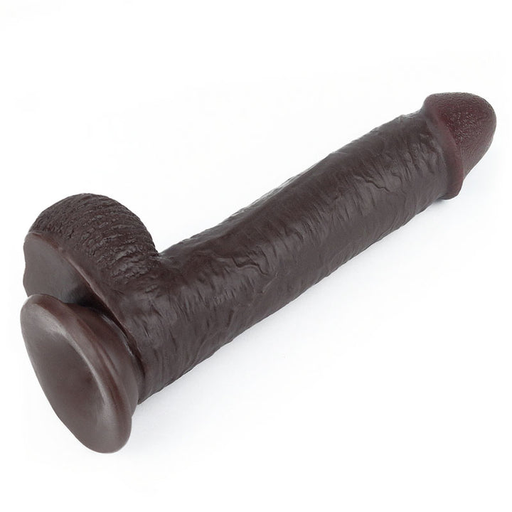 Sliding Skin Dual Layer 9 Inch Brown Dong with Flexible Skin