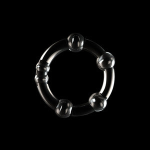 Power Plus Triple Beaded Clear Cock Rings - Set of 3