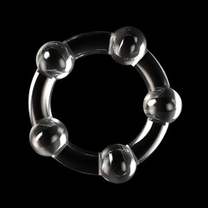 Power Plus Triple Beaded Clear Cock Rings - Set of 3