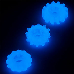 Lumino Play Glow in the Dark Blue Cock Rings - Set of 3