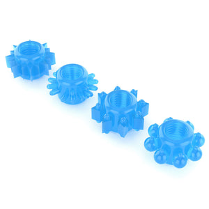 Lumino Play Glow in the Dark Blue Cock Rings - Set of 4
