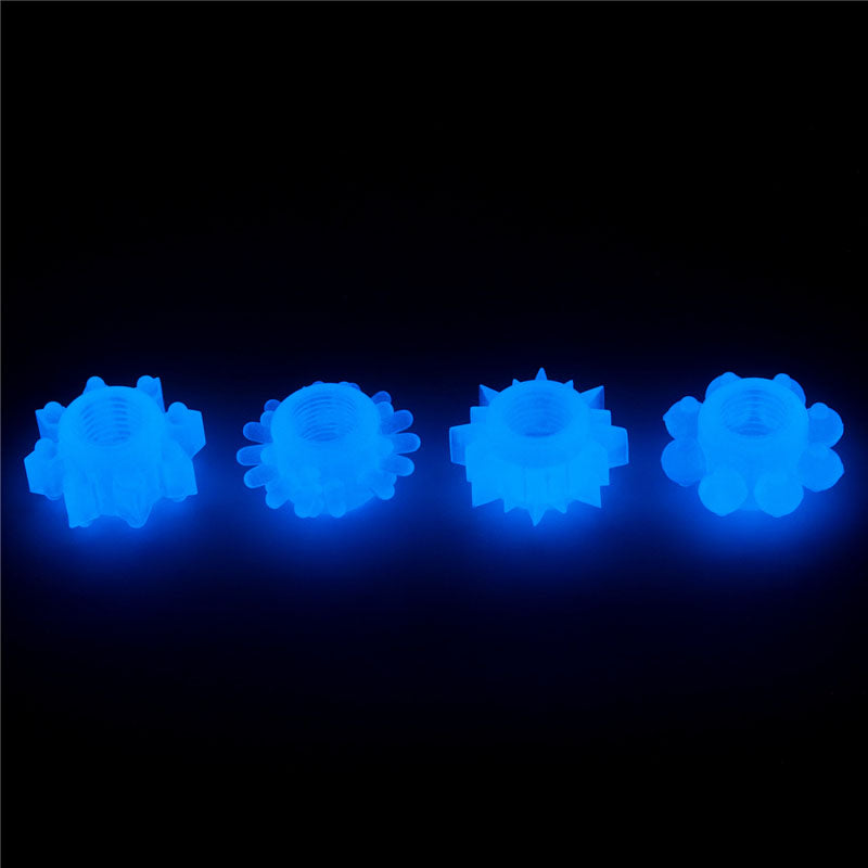 Lumino Play Glow in the Dark Blue Cock Rings - Set of 4