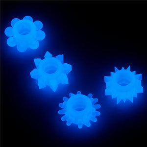 Lumino Play Glow in the Dark Blue Cock Rings - Set of 4