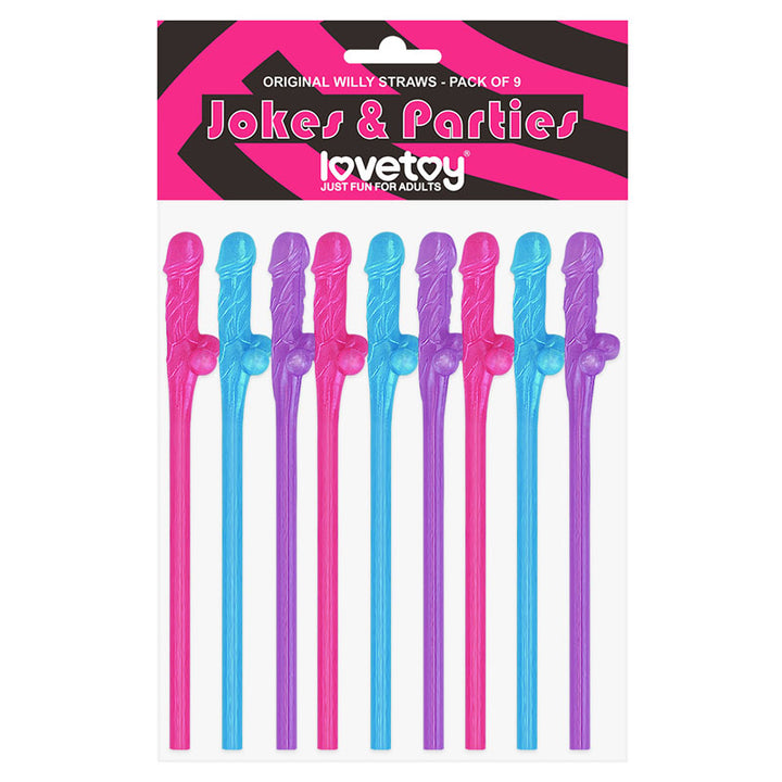 Jokes & Parties Original Willy Straws - Coloured-  9 Pack