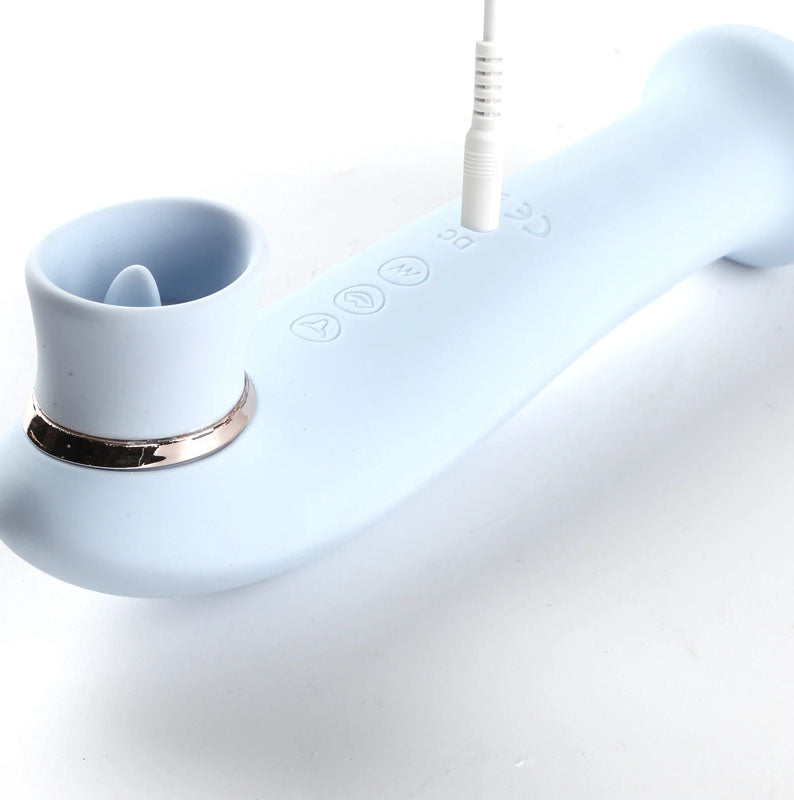 Maia DESTINY 3-in-1 Tongue Flickering Stimulator with Suction - Blue