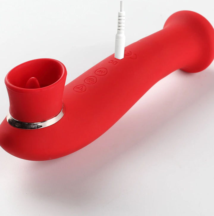 Maia DESTINY 3-in-1 Tongue Flickering Stimulator with Suction - Red