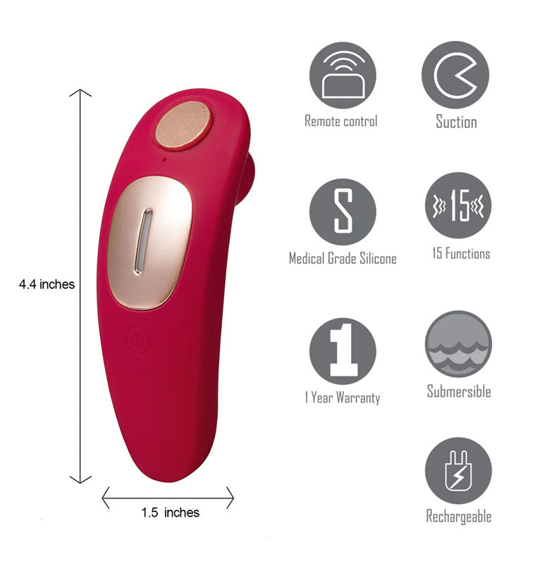 Maia Remi Panty Vibe with Suction & Remote Control - Red