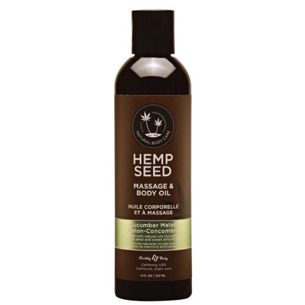Hemp Seed Massage & Body Oil - Cucumber Melon Scented - 237 ml Bottle