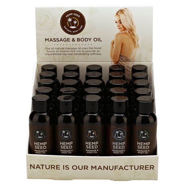 Hemp Seed Massage & Body Oil - Scented Massage Oils - Counter Display of 25 x 59 ml Bottles