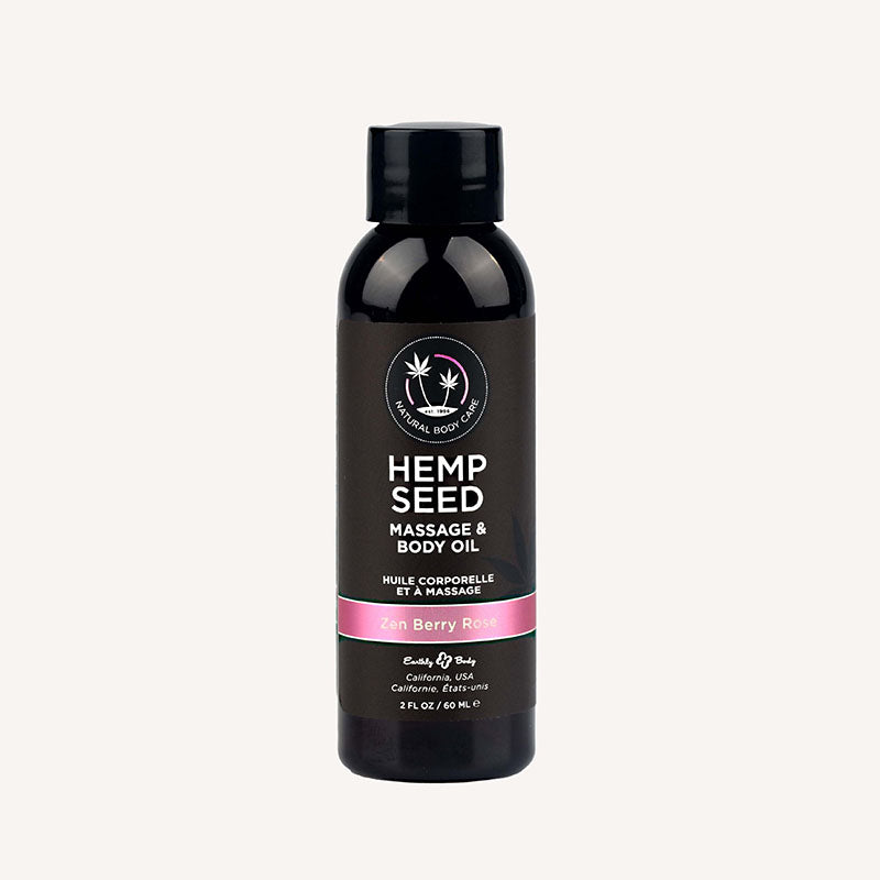 Hemp Seed Massage & Body Oil - Zen Berry Rose Scented - 59ml