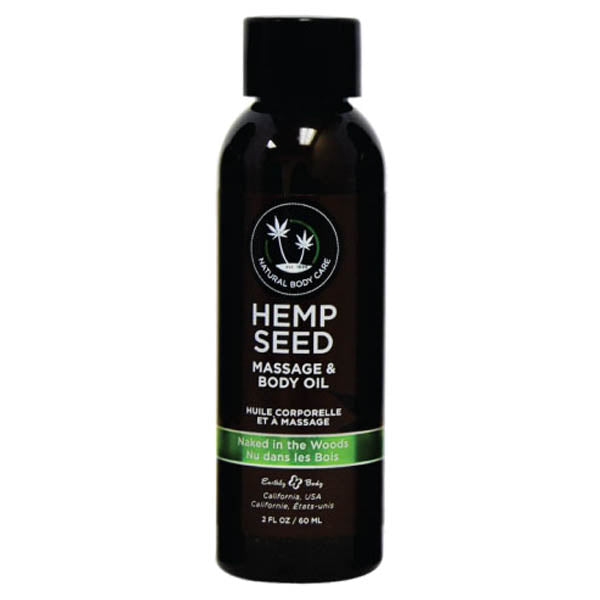Hemp Seed Massage & Body Oil - Naked In The Woods (White Tea & Ginger) Scented - 59 ml Bottle