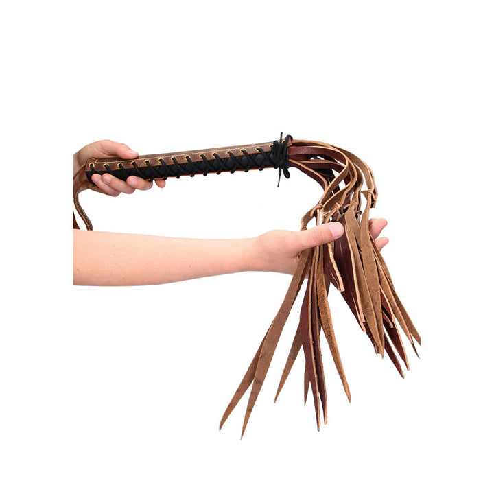 OUCH! Italian Leather 12 Stylish Tails Brown Whip