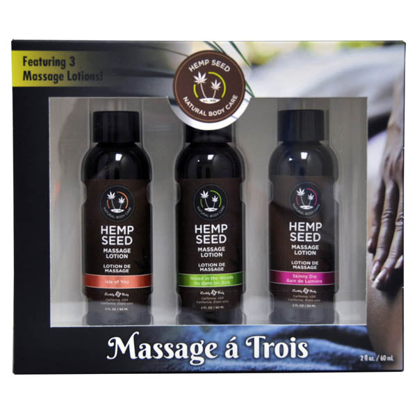 Hemp Seed Massage A Trois - Scented Massage Lotion Kit - 3 Bottle Set