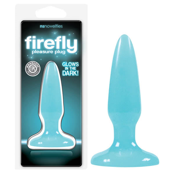 Firefly Pleasure Plug - Glow-in-the-Dark Blue 3.2 Inch Butt Plug