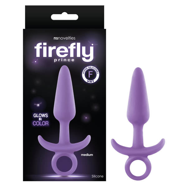 Firefly Prince - Glow-in-Dark Purple 12.7 cm (5'') Medium Butt Plug with Ring Pull