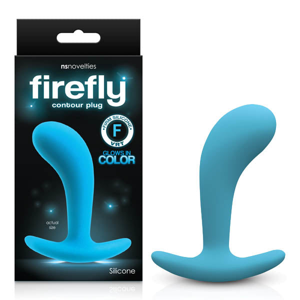 Firefly Contour Plug - Glow in Dark Blue Medium Butt Plug