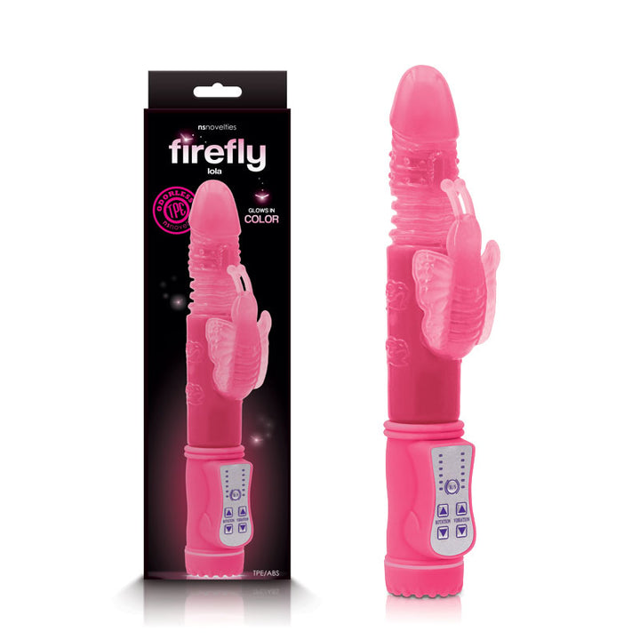 Firefly - Lola - Glow In Dark Pink Thrusting Rabbit Vibrator