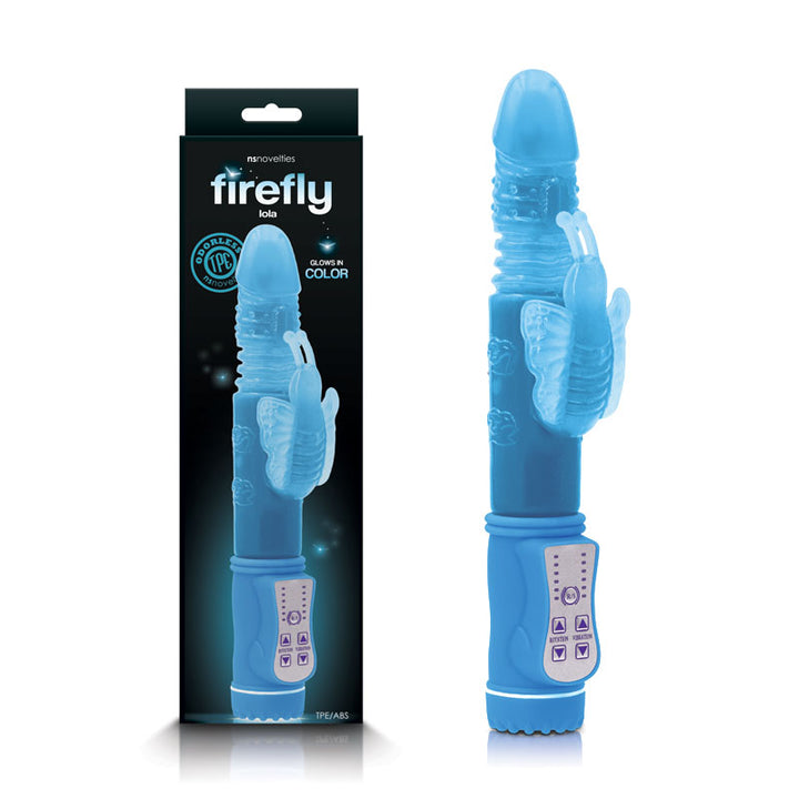 Firefly - Lola - Glow In Dark Blue Thrusting Rabbit Vibrator