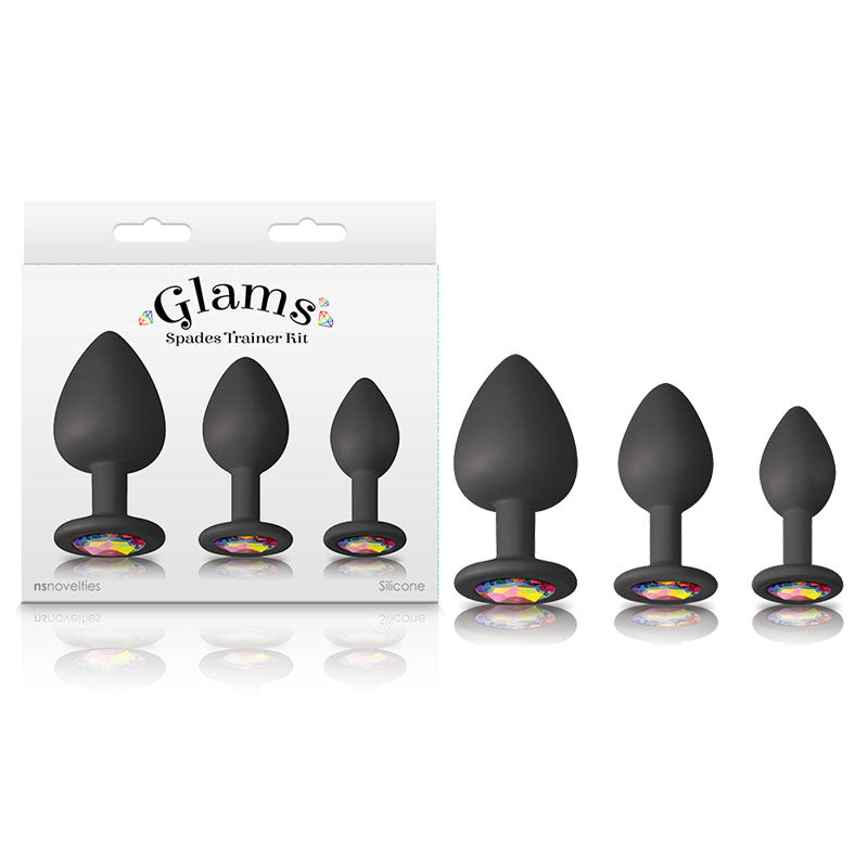 Glams Spades Butt Plug Trainer Kit - Black - 3 Sizes