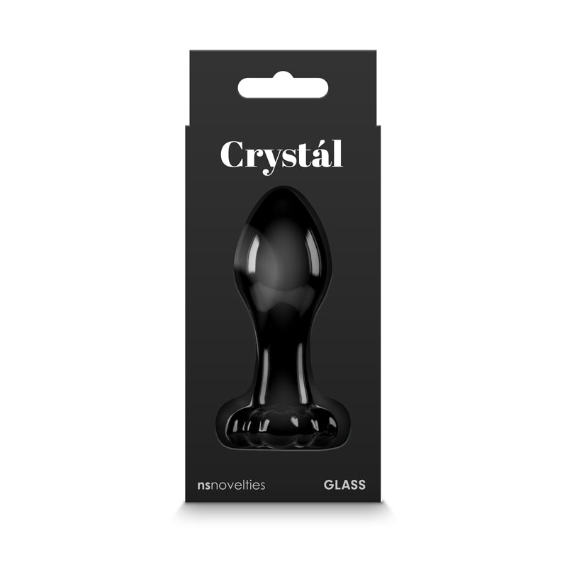 Crystal Flower - Black 9cm Glass Butt Plug