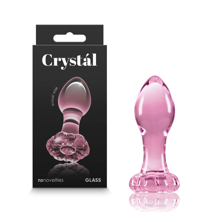 Crystal Flower -  Pink 9cm Glass Butt Plug