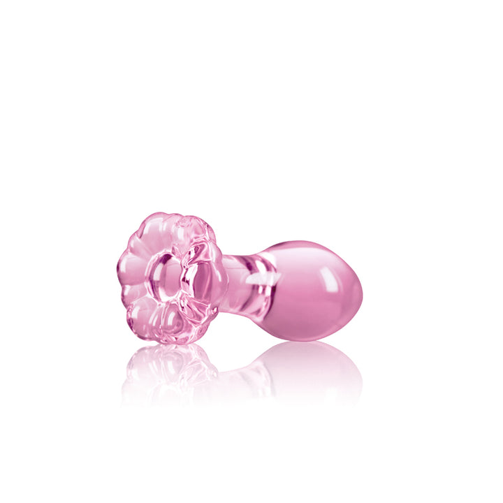 Crystal Flower -  Pink 9cm Glass Butt Plug