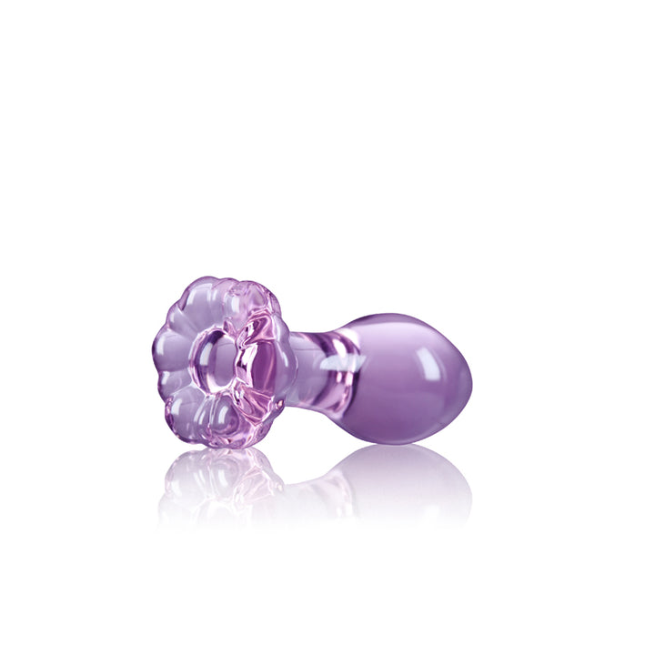 Crystal Flower - Purple 9cm Glass Butt Plug