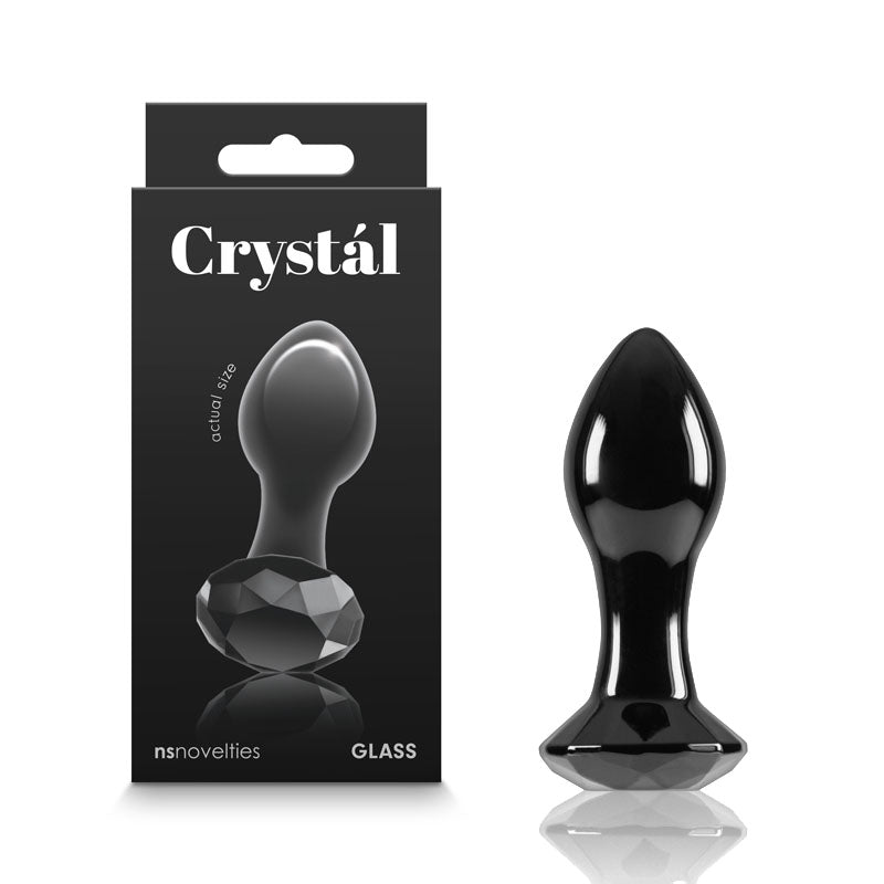 Crystal Gem - Black 9cm Glass Butt Plug