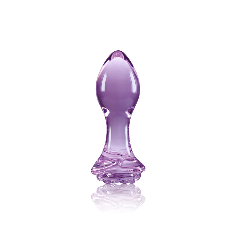 Crystal Rose - Purple 9cm Glass Butt Plug