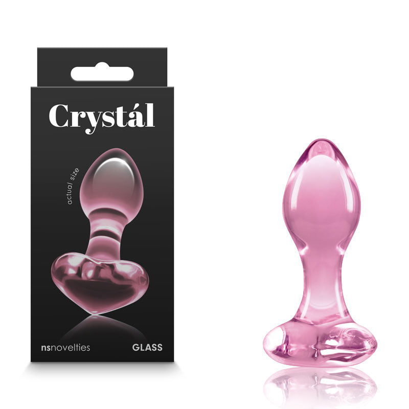 Crystal Heart - Pink 9cm Glass Butt Plug