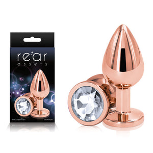 Rear Assets Rose Gold Medium Butt Plug – Clear