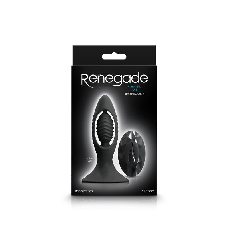 Renegade V2 - Black - Black 11.2cm Vibrating Butt Plug with Remote