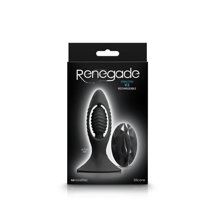 Renegade V2 - Black - Black 11.2cm Vibrating Butt Plug with Remote