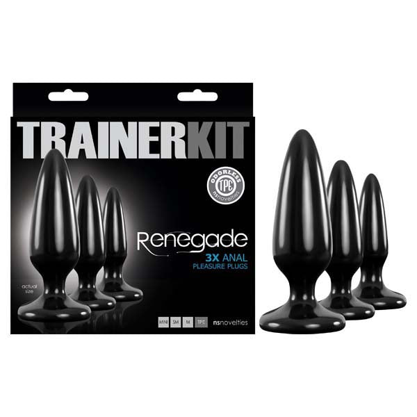 Renegade Pleasure Plug Trainer Kit - Black Butt Plugs - 3 Sizes