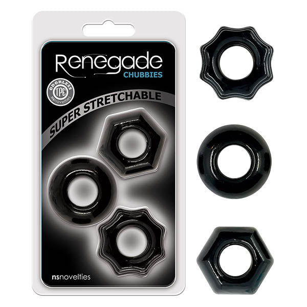 Renegade Chubbies - Black Cock Rings - Set of 3