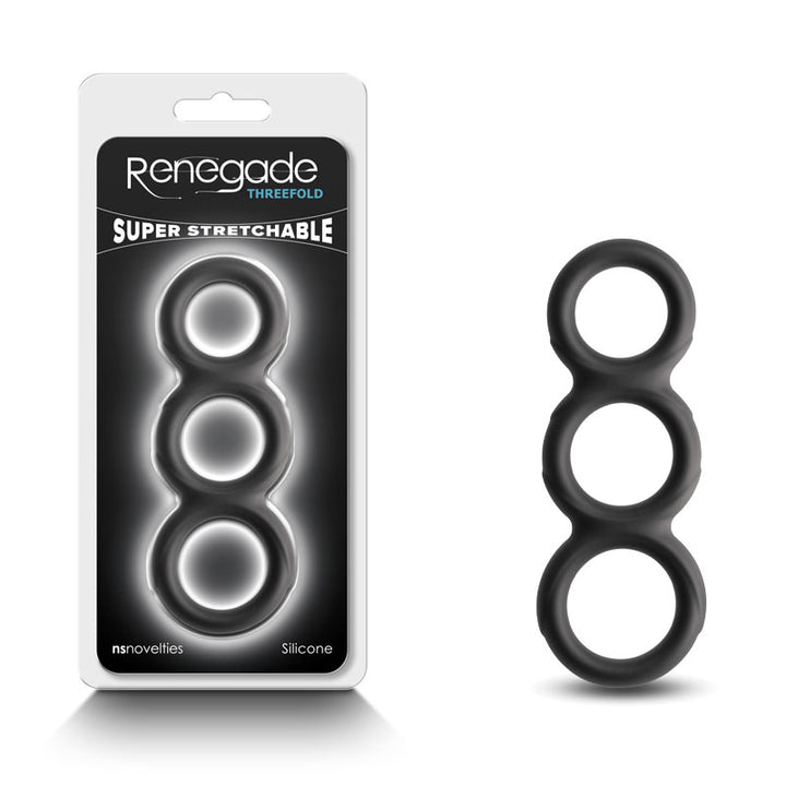 Renegade Threefold Cock & Balls Rings - Black