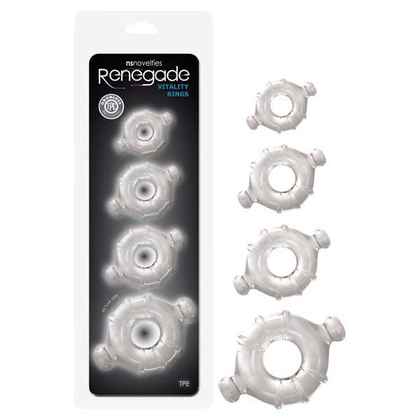 Renegade Vitality Rings - Clear Cock Rings - Set of 4 Sizes
