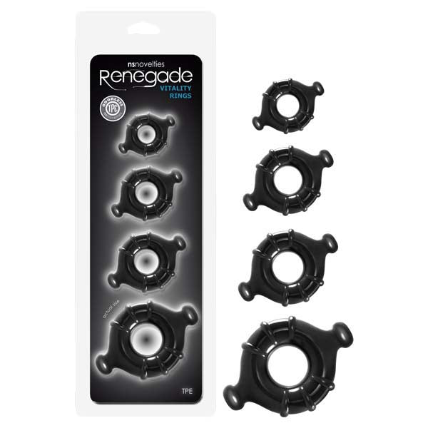 Renegade Vitality Rings - Black Cock Rings - Set of 4 Sizes
