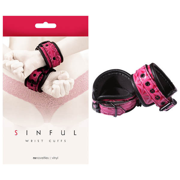 Sinful - Wrist Cuffs - Pink/Black Restraints
