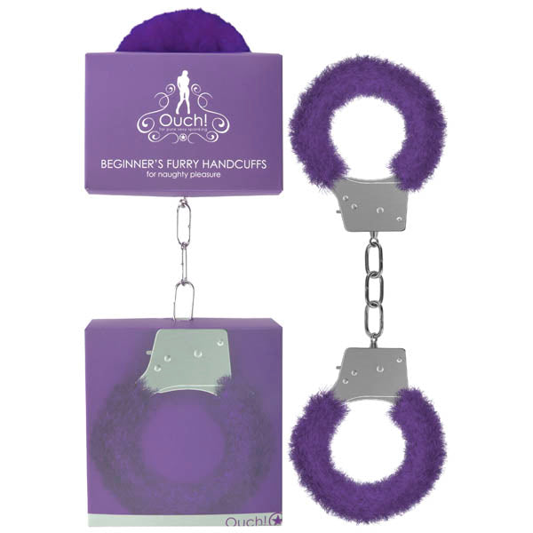 Ouch Beginner's Furry Handcuffs - Purple Fluffy Restraint