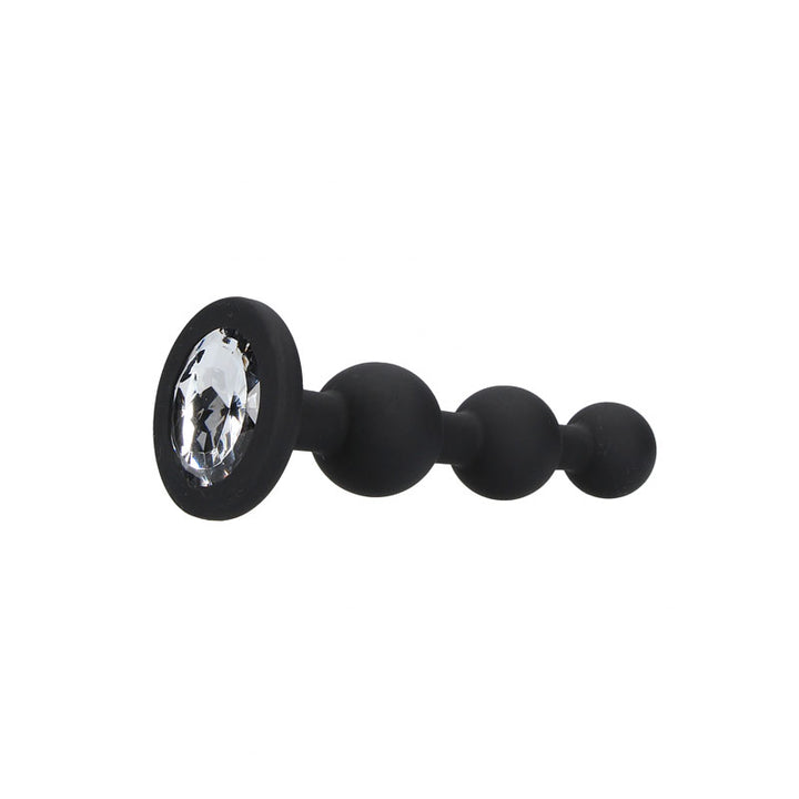 OUCH! Silicone Beaded Diamond Butt Plug - Black with Gem Base