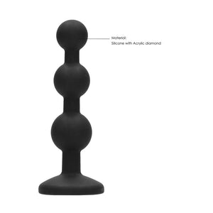 OUCH! Silicone Beaded Diamond Butt Plug - Black with Gem Base