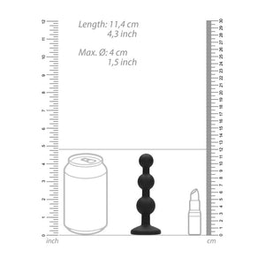 OUCH! Silicone Beaded Diamond Butt Plug - Black with Gem Base