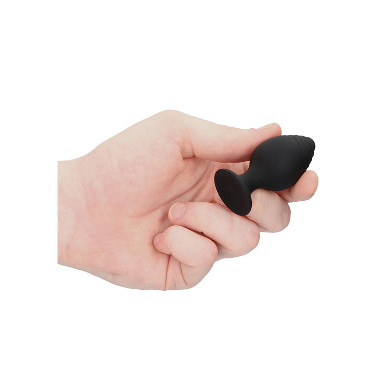 Ouch! Rippled Butt Plug Set - Black - 3 Sizes